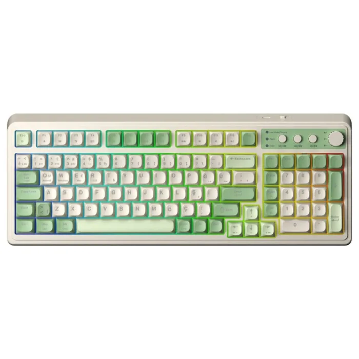 Aula S99 Retro Yeşil RGB %96 Kablolu/Kablosuz Oyuncu Klavyesi