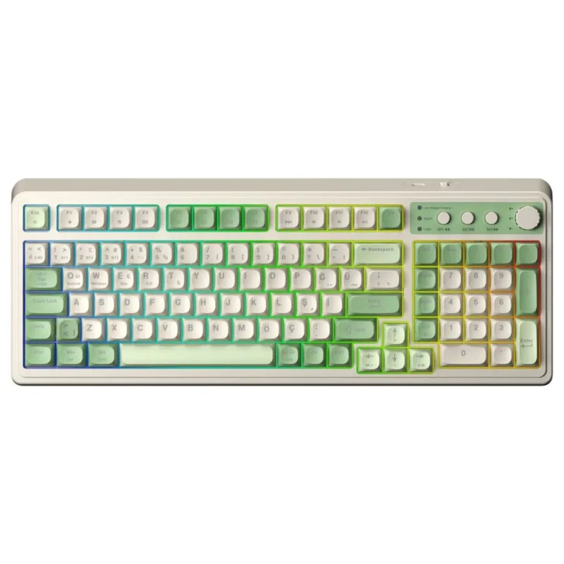 Aula S99 Retro Yeşil RGB %96 Kablolu/Kablosuz Oyuncu Klavyesi