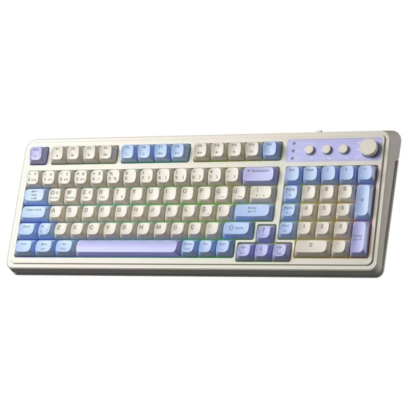 Aula S99 Retro Mavi RGB %96 Kablolu/Kablosuz Oyuncu Klavyesi