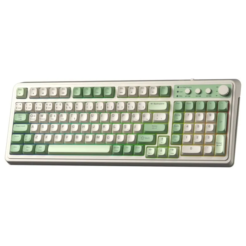 Aula S99 Retro Yeşil RGB %96 Kablolu/Kablosuz Oyuncu Klavyesi