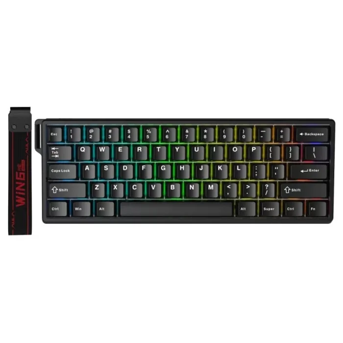 Aula Win60 He Manyetik Klavye Rapid Trigger Graywood Switch 8000Hz RGB TKL Hot Swap Oyuncu Klavyesi Siyah