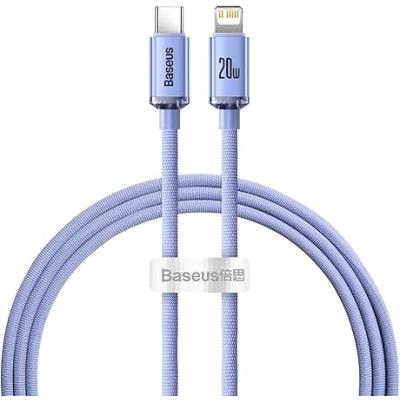 BASEUS CRYSTAL SHİNE 20W TYPE-C TO LİGHTNİNG KABLO 1.2M MOR