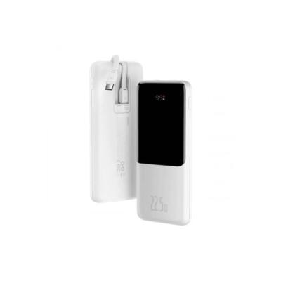 BASEUS ELF DİJİTAL EKRANLI 22.5W 10.000 MAH LİGHTNİNG & TYPE-C KABLOLU POWERBANK BEYAZ