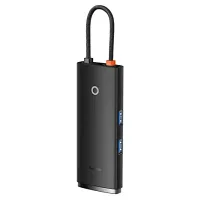 Baseus Lite 6 in 1 Multifonksiyonal Type-C Hub Dock Station Siyah