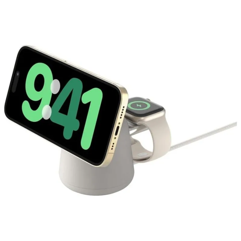 Belkin BoostCharge Pro Kablosuz 2'si 1 arada MagSafe (15 W) Şarj İstasyonu - Krem