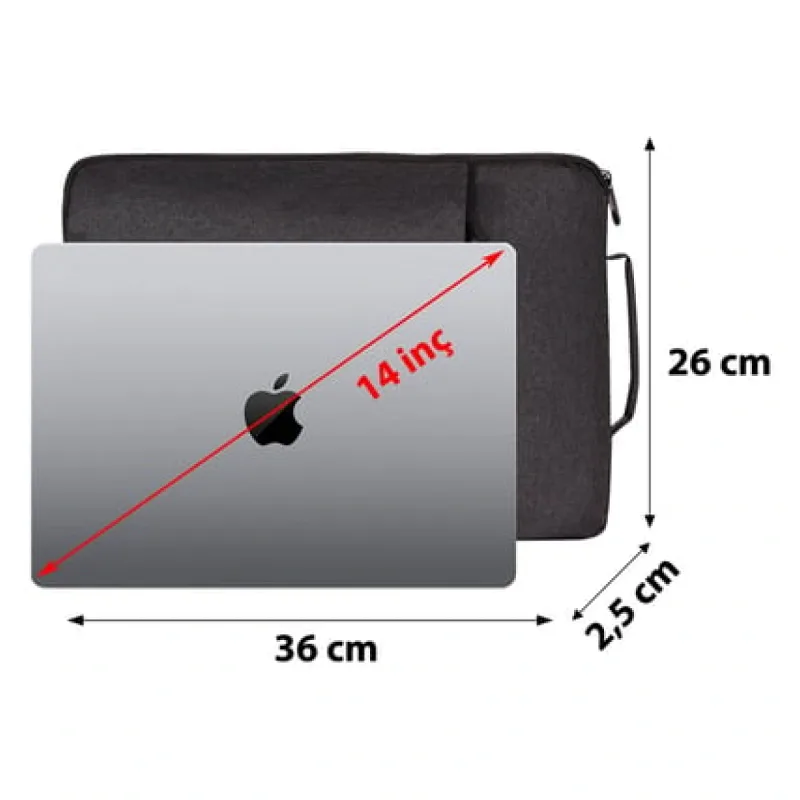 D'VERS MACBOOK AİR VE ULTRABOOK 13 -13.3 - 14 INÇ UYUMLU SU GEÇİRMEZ KUMAŞ VE FERMUAR ÖZELLİKLİ KILIF