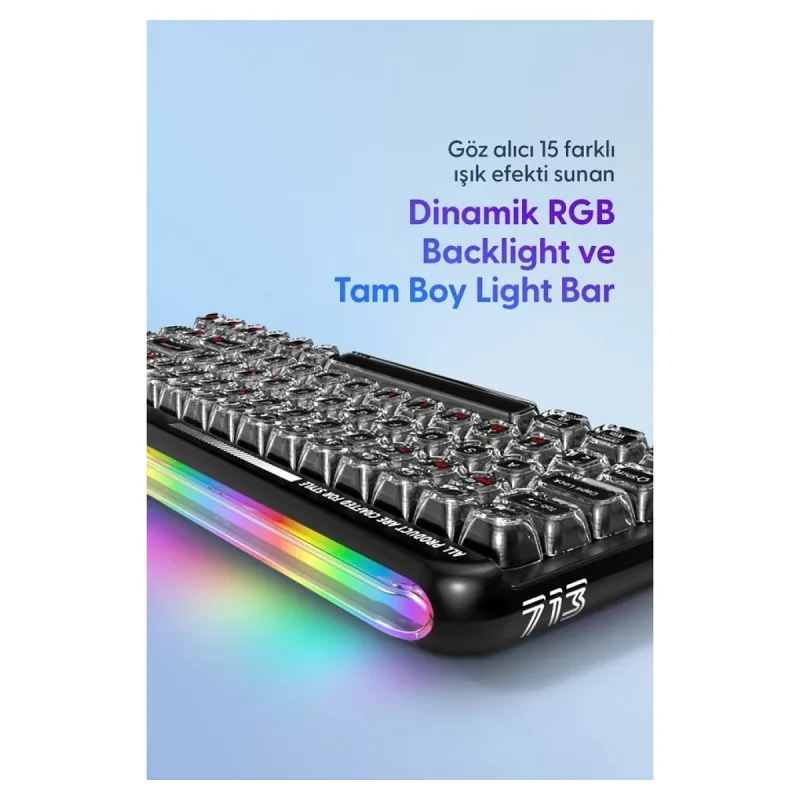 Daxi 713 CrystalKeys Dinamik RGB Oyuncu Klavyesi - Siyah