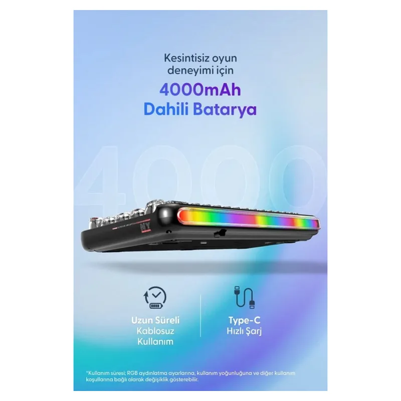Daxi 713 CrystalKeys Dinamik RGB Oyuncu Klavyesi - Siyah