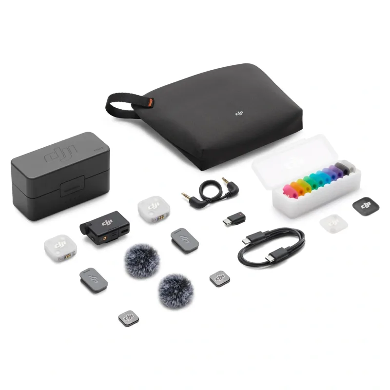 DJI Mic Mini 2 (2 TX + 1 RX Standart + Şarj Kutusu) iPhone ve Android/Kamera/Tablet/PC