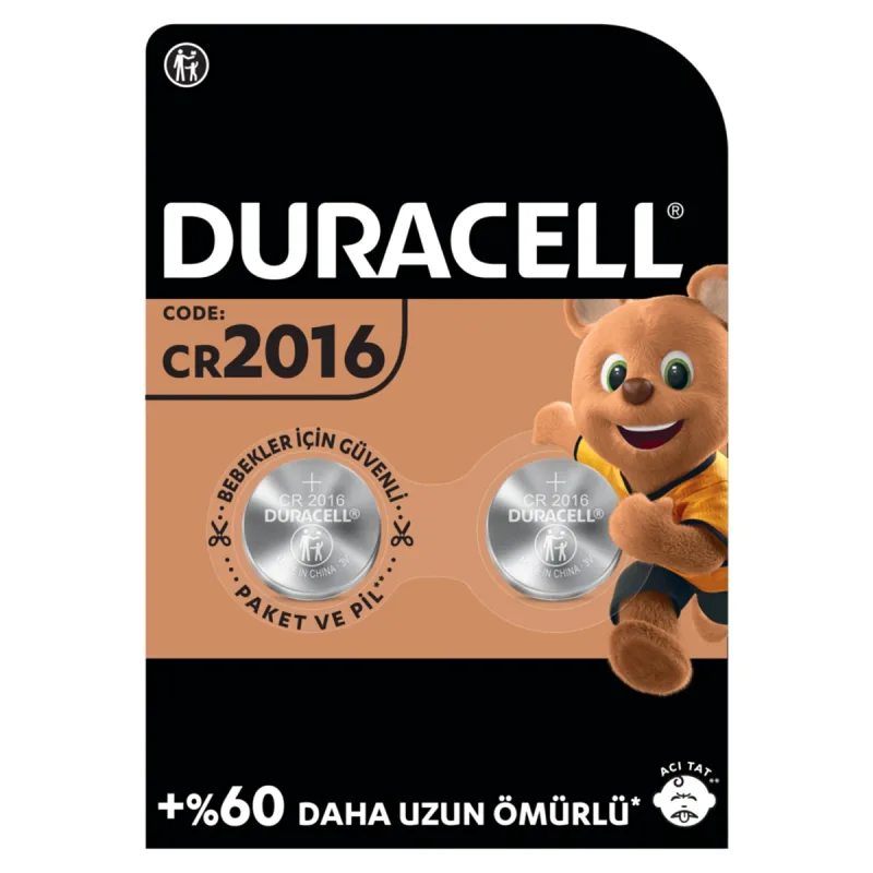 Duracell CR2016 3V Lityum Düğme Pil