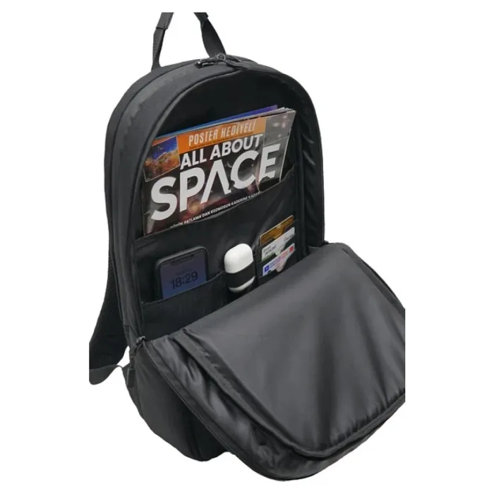 Dvers 17.3-15.6 Inç 4 Bölmeli Darbe Korumalı Su Itici Kumaş ve Fermuar Özellikli Laptop Sırt Çantası - Siyah