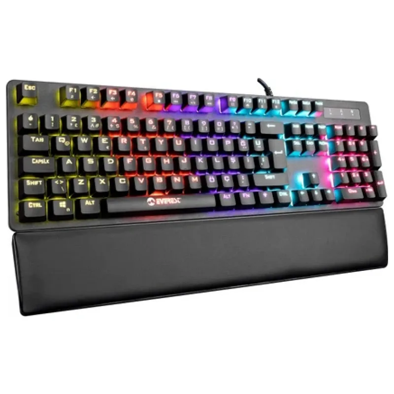 EVEREST KB-GX7 BLUESKY 21 IŞIK EFEKTLİ RED SWITCH BİLEK DESTEKLİ MEKANİK GAMİNG OYUNCU KLAVYESİ
