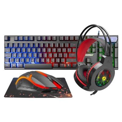 EVEREST KMK-91 ECO GÖKKUŞAĞI AYDINLATMALI USB GAMİNG COMBO 4 İN 1 SET OYUN KLAVYE+MOUSE+PAD+KULAKLIK