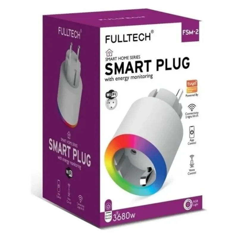 FULLTECH SMART PLUG FSM-2 AKIM KORUMALI AKILLI PRİZ RGB IŞIKLI 2.4 G WİFİ