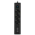 FULLTECH TYPE-C PORT GİRİŞLİ AKIM KORUMALI 3'LÜ PRİZ, 3 USB, 1 TYPE-C GİRİŞ, ISIYA DAYANIKLI