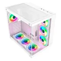 GAMETECH PRİME V2 RGB TUŞ KONTROLLÜ 7X120 MM FAN OYUNCU KASASI BEYAZ RENK