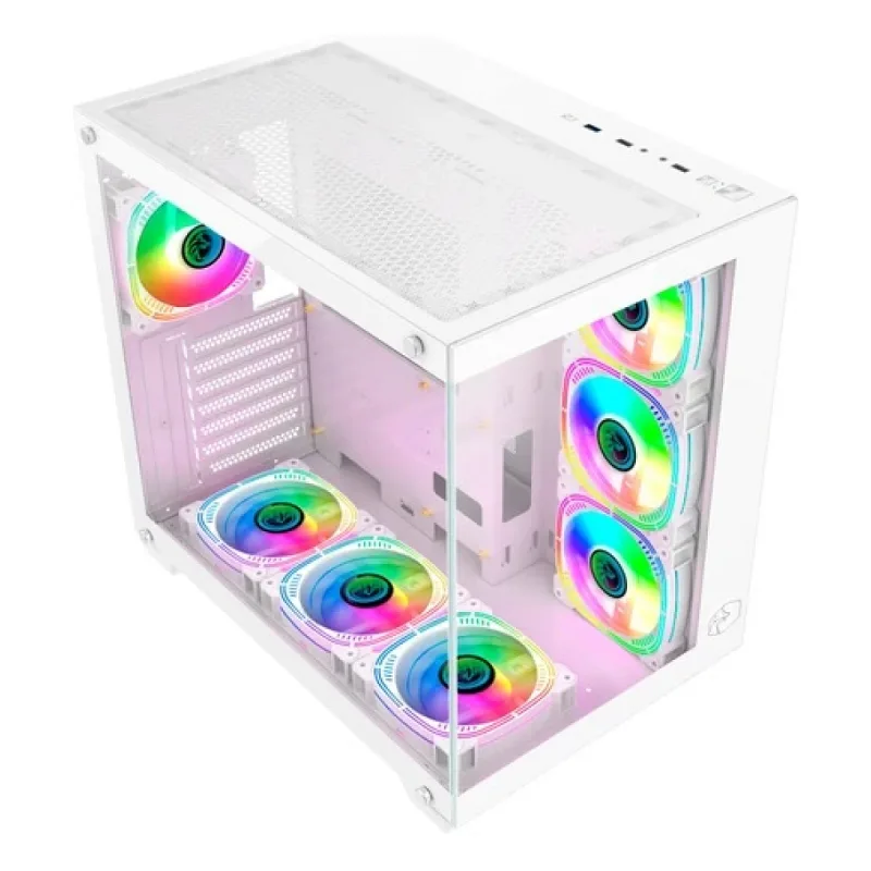 GAMETECH PRİME V2 RGB TUŞ KONTROLLÜ 7X120 MM FAN OYUNCU KASASI BEYAZ RENK