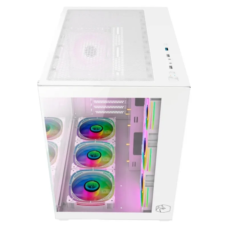 GAMETECH PRİME V2 RGB TUŞ KONTROLLÜ 7X120 MM FAN OYUNCU KASASI BEYAZ RENK
