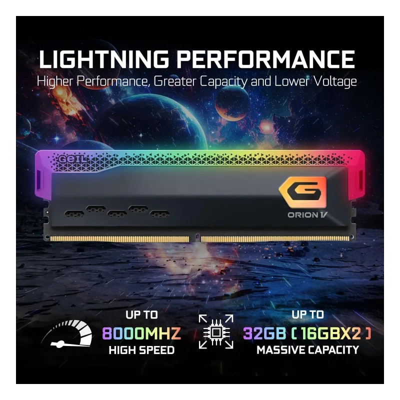 Geil Orion V RGB AMD 32 GB (2X16) 5200 MHz CL38 GAVSG532GB5200C38BDC DDR5 Ram