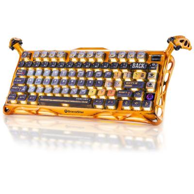 GRAVASTAR MERCURY K1 PRO RGB KABLOSUZ MEKANİK GAMİNG KLAVYE, ALÜMİNYUM ÇERÇEVELİ, INGİLİZCE Q, SARI KLAVYE