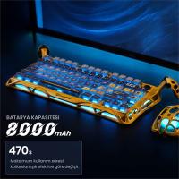 GRAVASTAR MERCURY K1 PRO RGB KABLOSUZ MEKANİK GAMİNG KLAVYE, ALÜMİNYUM ÇERÇEVELİ, INGİLİZCE Q, SARI KLAVYE