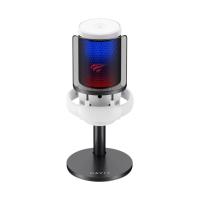 Havit Gamenote GK50 RGB Yayıncı Mikrofon - 24bit/192kHz - Kardioid - Gürültü Engelleme - Type-C + 3.5mm - Beyaz