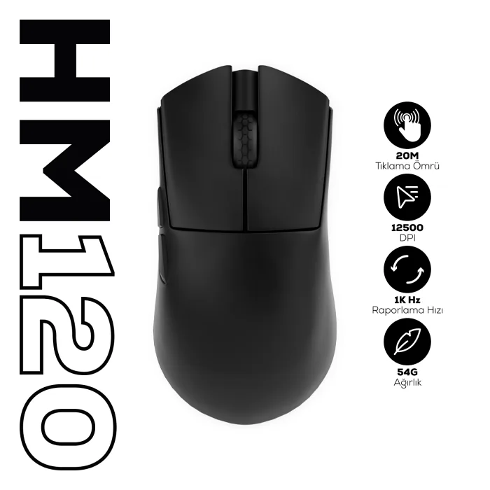 Hawk Gaming Chair HM120 Siyah Şarjlı Optik Kablolu/Kablosuz Oyuncu Mouse