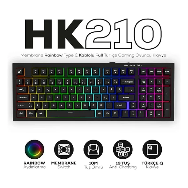 Hawk Gaming HK210 Siyah Membrane Switch Kablolu Oyuncu Klavyesi