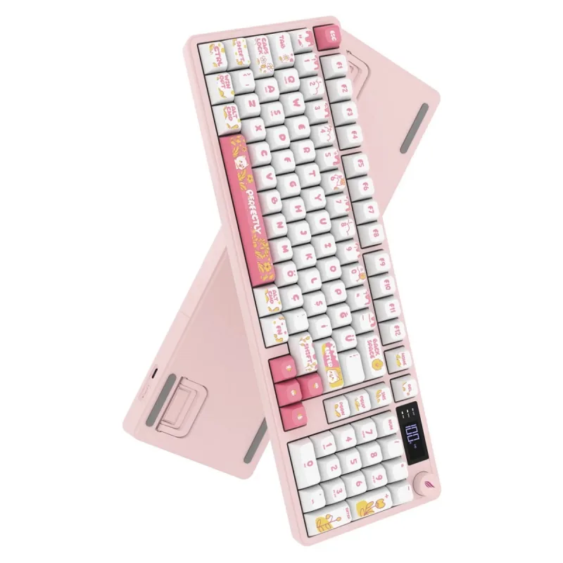 Hawk Gaming HK258 Beyaz-Pembe RGB Membrane Switch Kablolu/Kablosuz Oyuncu Klavyesi