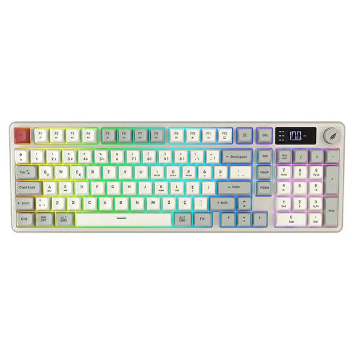 Hawk Gaming HK258 Kırmızı-Haki RGB Membrane Switch Kablolu/Kablosuz Oyuncu Klavyesi