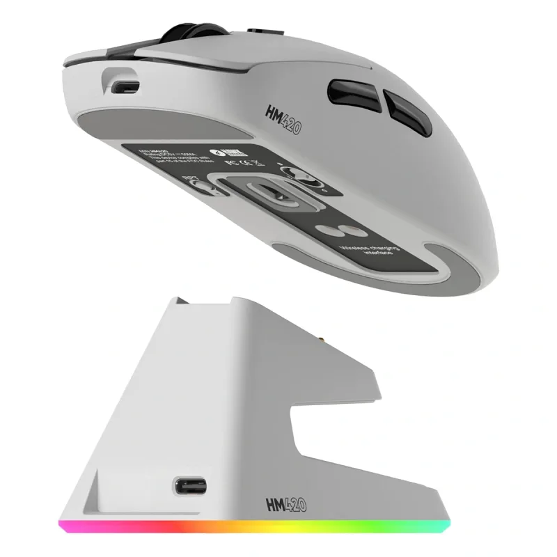 Hawk Gaming HM420 Beyaz Şarjlı Optik Kablolu/Kablosuz Oyuncu Mouse