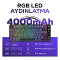 Hawk HK255 Membrane LCD RGB Kablosuz/Bluetooth Gri Mor %75 Türkçe Gaming Oyuncu Klavye
