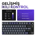 Hawk HK255 Membrane LCD RGB Kablosuz/Bluetooth Gri Mor %75 Türkçe Gaming Oyuncu Klavye