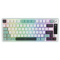 HK255 Membrane LCD RGB Kablosuz/Bluetooth Gri Yeşil %75 Türkçe Gaming Oyuncu Klavye