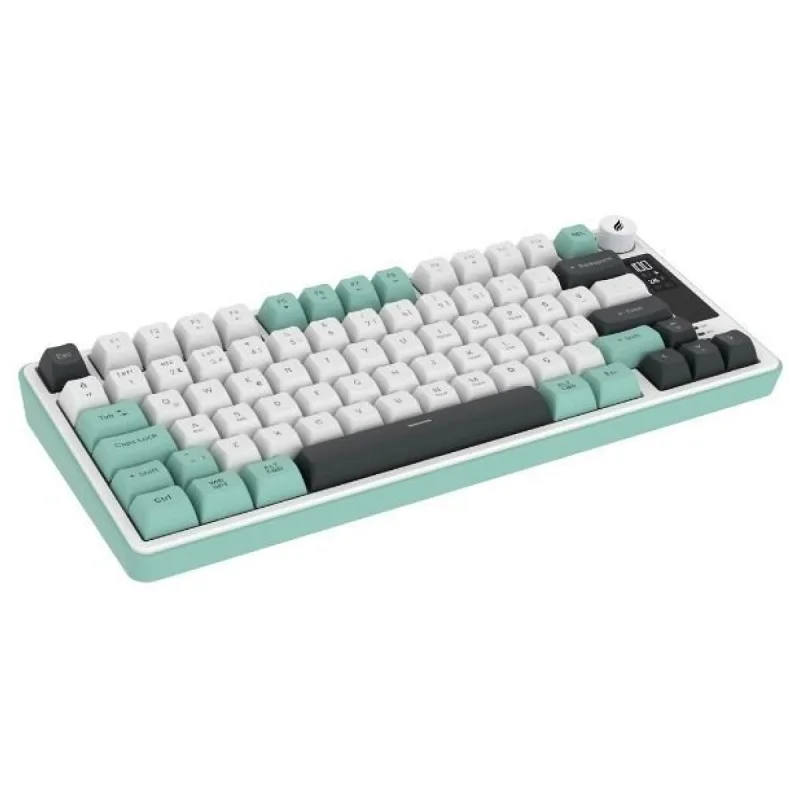 HK255 Membrane LCD RGB Kablosuz/Bluetooth Gri Yeşil %75 Türkçe Gaming Oyuncu Klavye