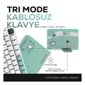 HK255 Membrane LCD RGB Kablosuz/Bluetooth Gri Yeşil %75 Türkçe Gaming Oyuncu Klavye