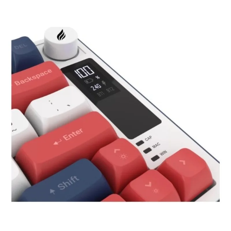 HK255 Membrane LCD RGB Kablosuz/Bluetooth Mavi Kırmızı %75 Türkçe Gaming Oyuncu Klavye