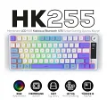 HK255 Membrane LCD RGB Kablosuz/Bluetooth Mavi Mor %75 Türkçe Gaming Oyuncu Klavye
