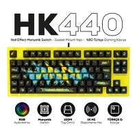HK440 Hall Effect Manyetik Switch Rapid Trigger Sonic RGB 1k Hz 1 Ms Kablolu %75 Gaming Klavye
