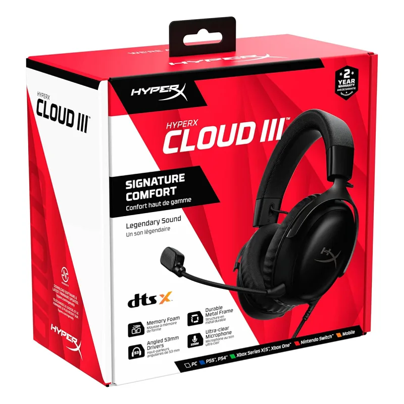 HyperX Cloud III 727A8AA Siyah Kablolu Kulak Üstü Oyuncu Kulaklığı