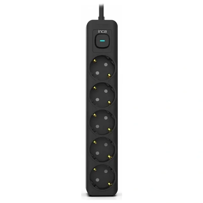INCA IPW-44SY3 5 PORT AKIM KORUMALI LED TUŞLU PRİZ 3M - SİYAH