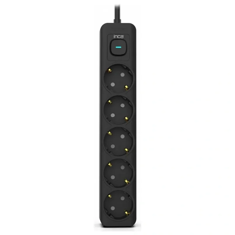 INCA IPW-44SY3 5 PORT AKIM KORUMALI LED TUŞLU PRİZ 3M - SİYAH