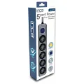 INCA IPW-44SY3 5 PORT AKIM KORUMALI LED TUŞLU PRİZ 3M - SİYAH