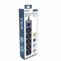 INCA IPW-44SY3 5 PORT AKIM KORUMALI LED TUŞLU PRİZ 3M - SİYAH