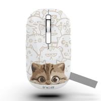INCA IWM-242K BLUETOOTH+WİRELESS DOUBLE MOD RECHARGEABLE CAT PATTERNED SİLENT MOUSE BEYAZ