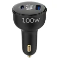 Juo 100W Led Ekranlı Type-C + USB-A Araç Şarj Aleti iPhone & Android & Notebook Araç içi Şarj Cihazı