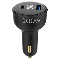 Juo 100W Led Ekranlı Type-C + USB-A Araç Şarj Aleti iPhone & Android & Notebook Araç içi Şarj Cihazı