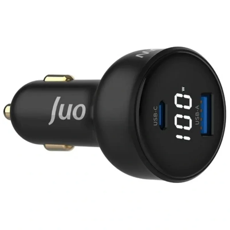 Juo 100W Led Ekranlı Type-C + USB-A Araç Şarj Aleti iPhone & Android & Notebook Araç içi Şarj Cihazı
