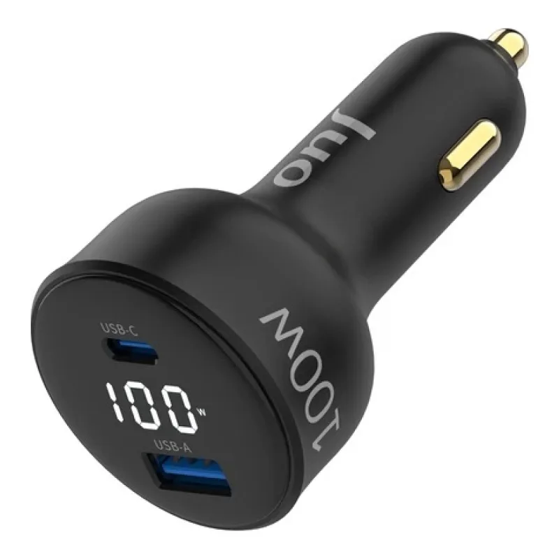 Juo 100W Led Ekranlı Type-C + USB-A Araç Şarj Aleti iPhone & Android & Notebook Araç içi Şarj Cihazı