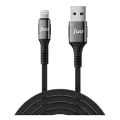 Juo 12W Dijital Led Ekranlı USB-A to Lightning iPhone iPad Örgülü Hızlı Şarj ve Data Kablosu 2 Metre